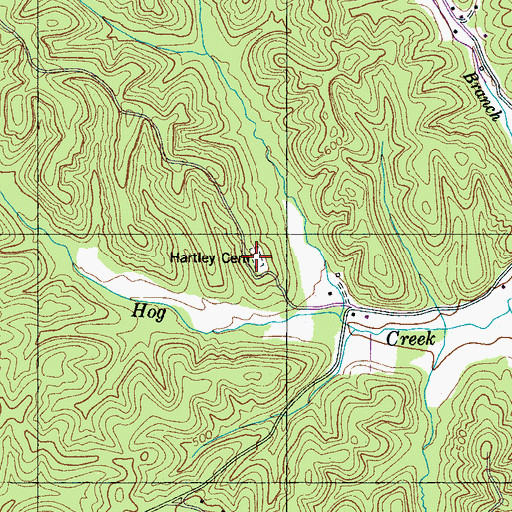 Topographic Map of Hartley Cemetery, TN