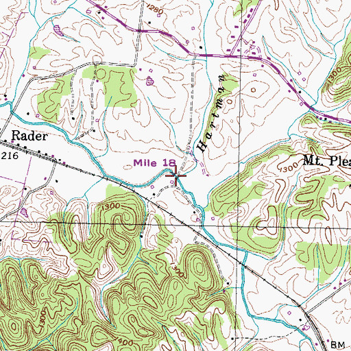 Topographic Map of Hartman Branch, TN