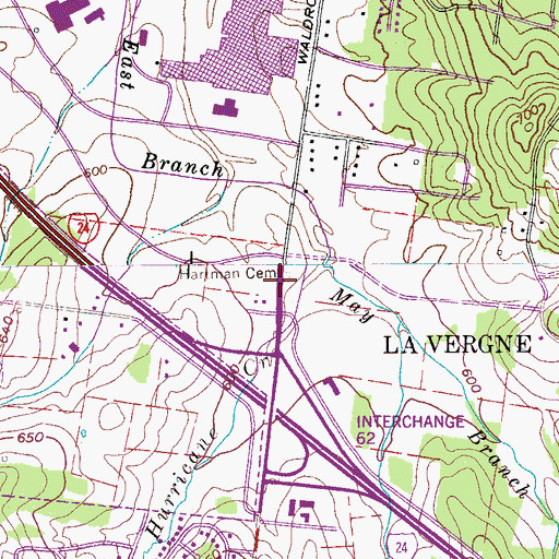 Topographic Map of Hartman Cemetery, TN