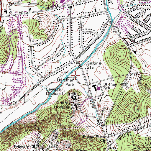 Topographic Map of Hartman Park, TN