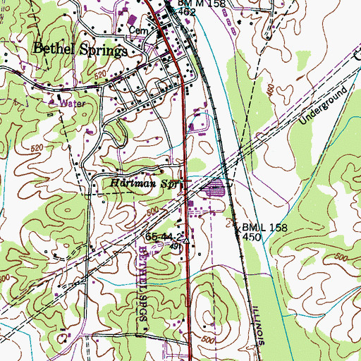 Topographic Map of Hartman Spring, TN