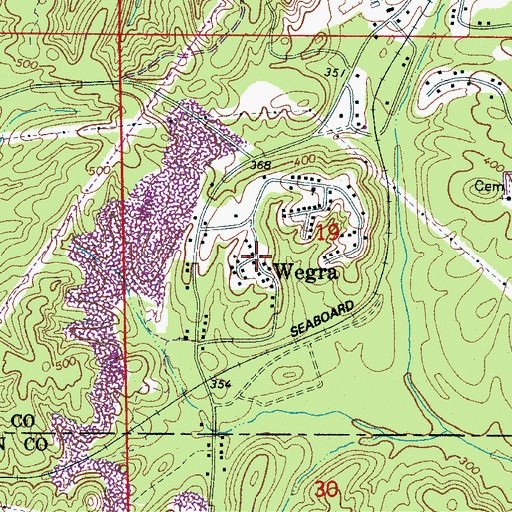 Topographic Map of Wegra, AL