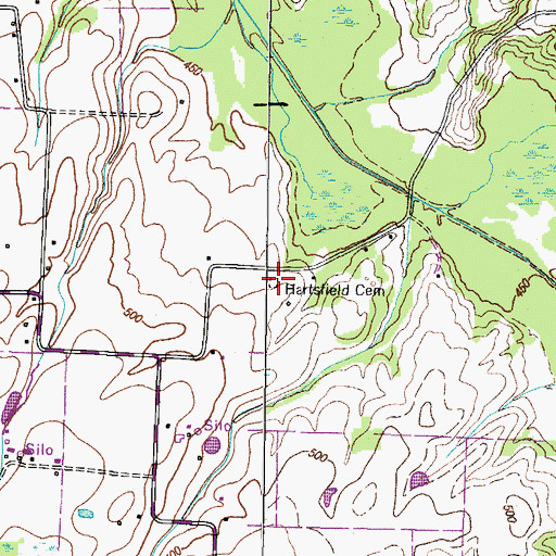 Topographic Map of Hartsfield Cemetery, TN