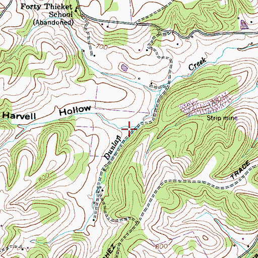 Topographic Map of Harvell Hollow, TN