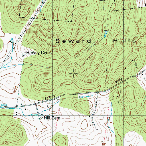 Topographic Map of Harvey Knobs, TN