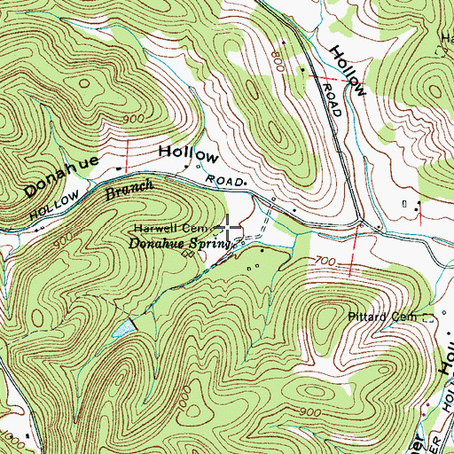 Topographic Map of Harwell Cemetery, TN