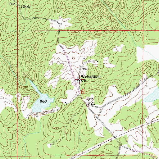Topographic Map of Wehadkee Church, AL