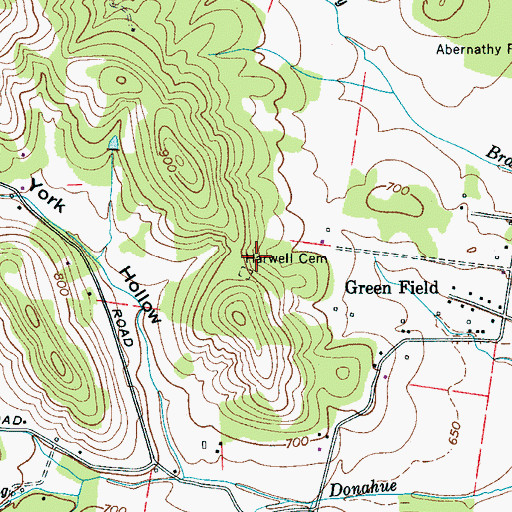 Topographic Map of Harwell Cemetery, TN