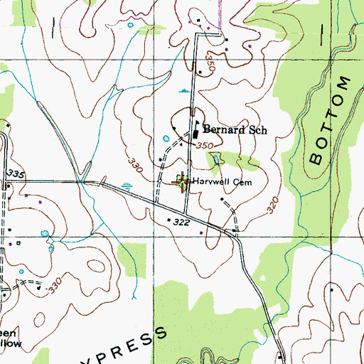 Topographic Map of Harwell Cemetery, TN