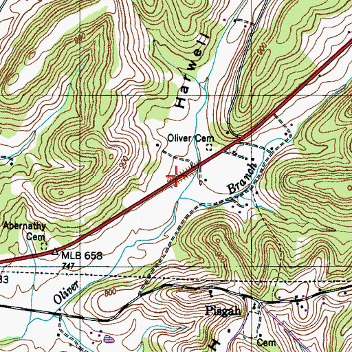 Topographic Map of Harwell Hollow, TN