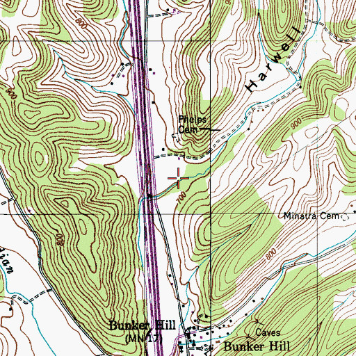 Topographic Map of Harwell Hollow, TN