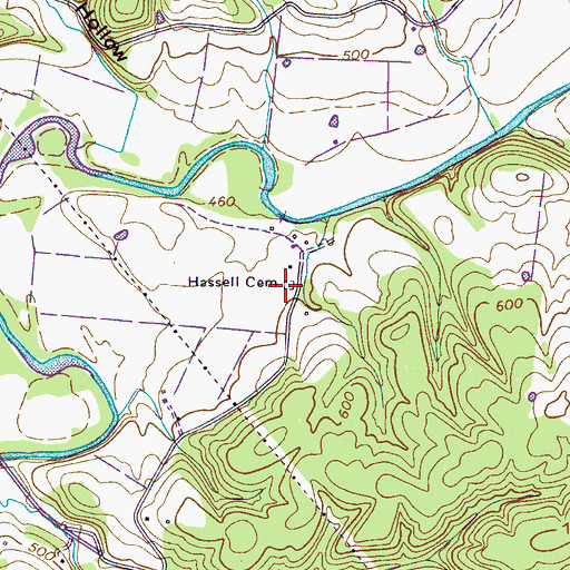 Topographic Map of Hassell Cemetery, TN