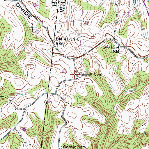 Topographic Map of Hassell Cemetery, TN