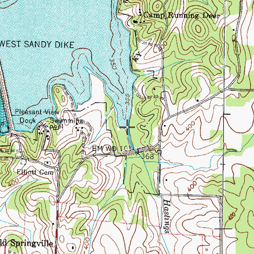Topographic Map of Hastings Branch, TN