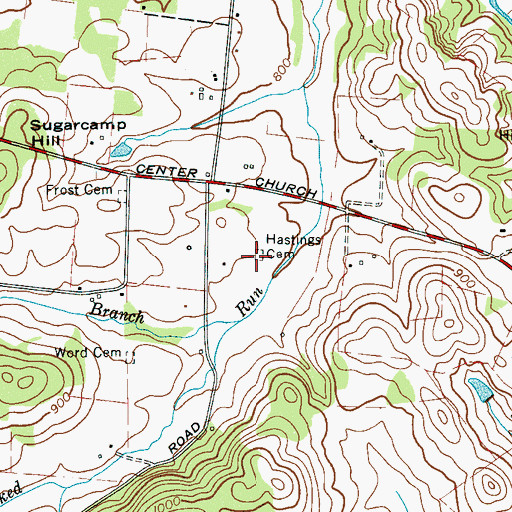 Topographic Map of Hastings Cemetery, TN