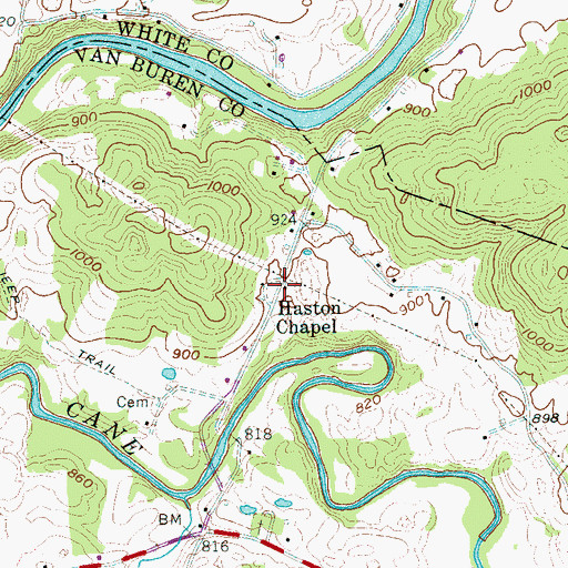 Topographic Map of Haston Chapel, TN