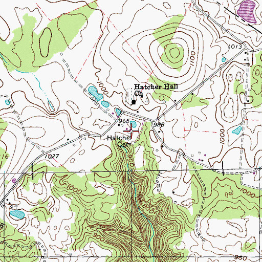 Topographic Map of Hatcher Cemetery, TN