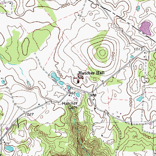 Topographic Map of Hatcher Hall Church, TN
