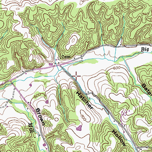 Topographic Map of Hatcher Hollow, TN