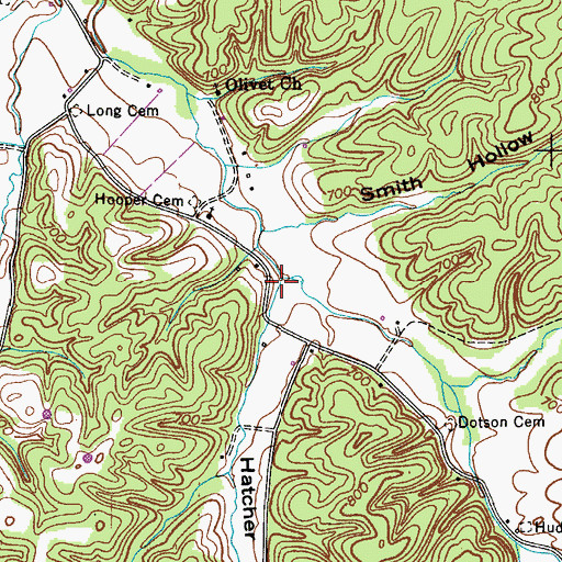 Topographic Map of Hatcher Hollow, TN