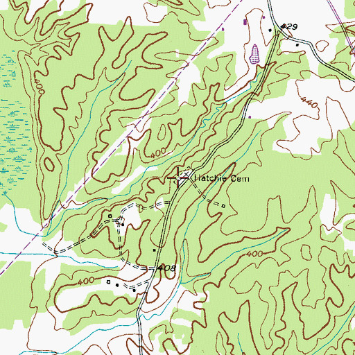 Topographic Map of Hatchie Cemetery, TN