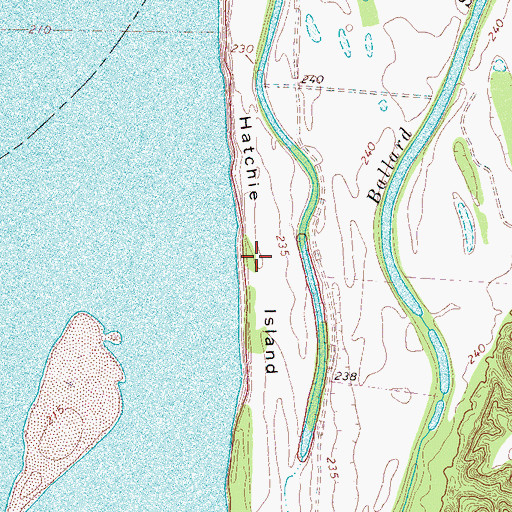 Topographic Map of Hatchie Island, TN