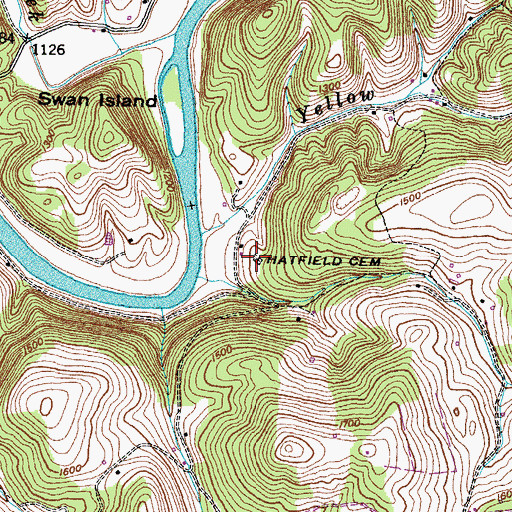 Topographic Map of Hatfield Cemetery, TN