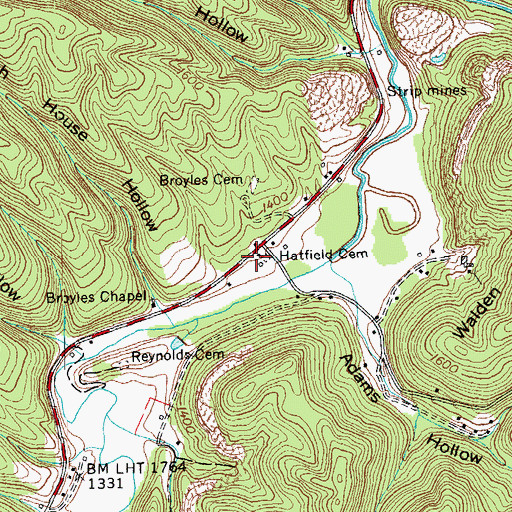 Topographic Map of Hatfield Cemetery, TN
