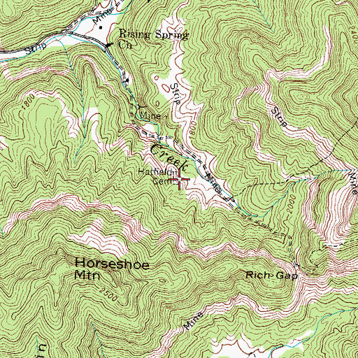 Topographic Map of Hatfield Cemetery, TN