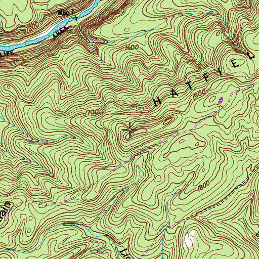 Topographic Map of Hatfield Mountain, TN