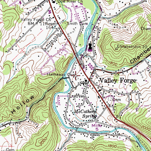 Topographic Map of Hathaway Cemetery, TN