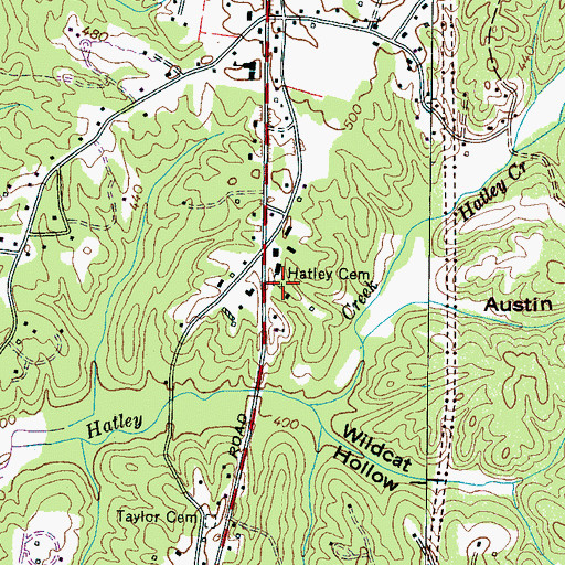 Topographic Map of Hatley Cemetery, TN