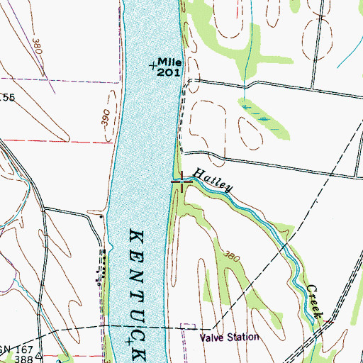 Topographic Map of Hatley Creek, TN