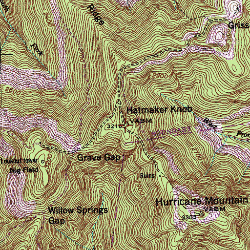 Topographic Map of Hatmaker Knob, TN