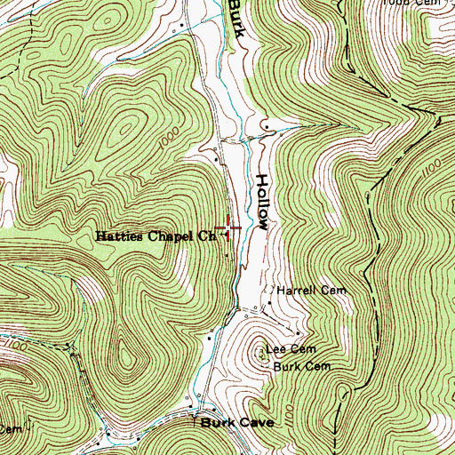 Topographic Map of Hatties Chapel Church, TN