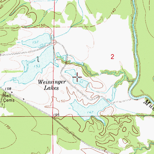Topographic Map of Weissinger Lakes, AL