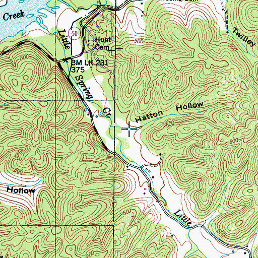 Topographic Map of Hatton Hollow, TN