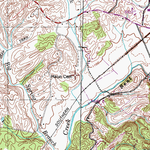 Topographic Map of Haun Cemetery, TN