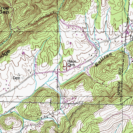 Topographic Map of Haun Cemetery, TN