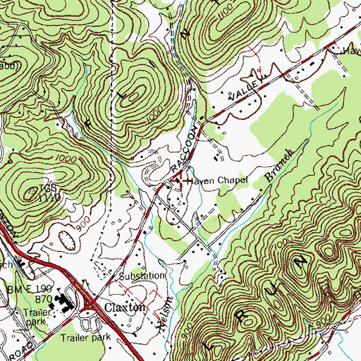 Topographic Map of Haven Chapel, TN