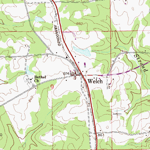 Topographic Map of Welch, AL