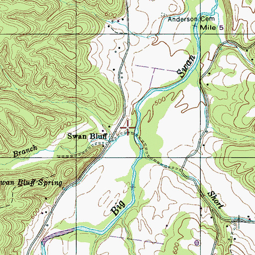 Topographic Map of Haw Branch, TN