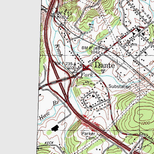 Topographic Map of Haw Branch, TN