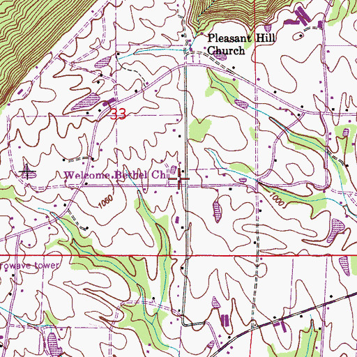 Topographic Map of Welcome Bethel Church, AL