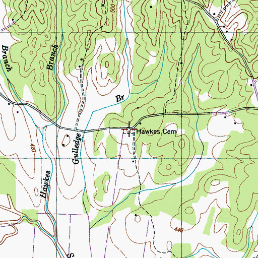 Topographic Map of Hawkes Cemetery, TN