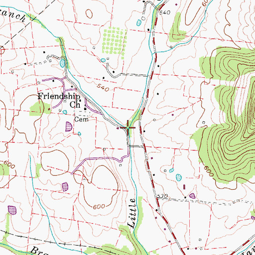 Topographic Map of Hawkins Branch, TN