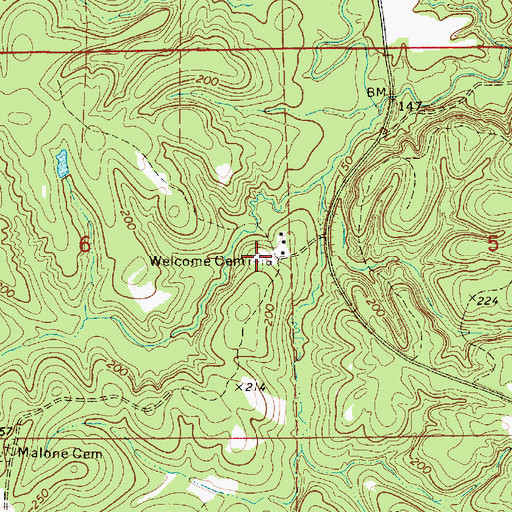 Topographic Map of Welcome Cemetery, AL