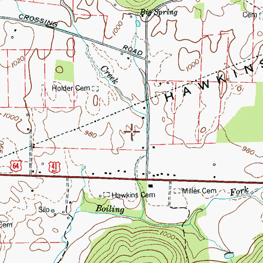 Topographic Map of Hawkins Cove, TN