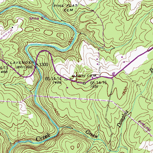 Topographic Map of Hawn Cemetery, TN