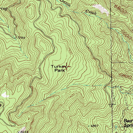 Topographic Map of Turkey Park, AZ